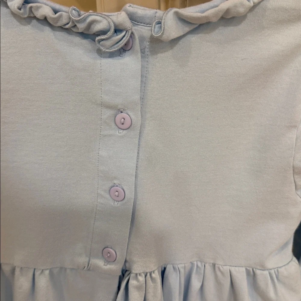 Light Blue Ruffle Neck Long Sleeve Dress by The Smocking Bug Size 6T